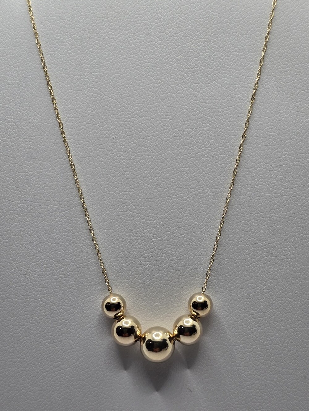 10k Yellow Gold Polished Floating Beaded Ball Necklace